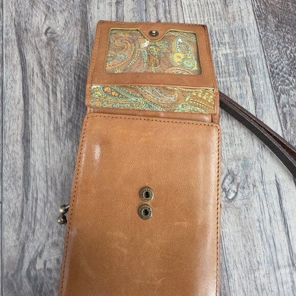 HOBO International Vintage Wallet Clutch Wristlet Cognac Brown Leather Kiss Lock - Picture 5 of 12